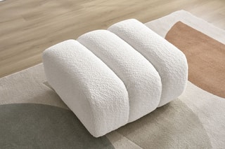 Pouf Talia - Blanc - En tissu bouclette