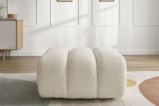 Pouf Talia - Beige - En tissu bouclette