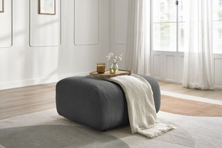 Pouf Talia - Gris foncé - En tissu bouclette