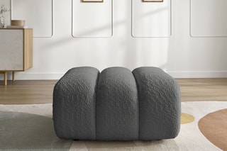 Pouf Talia - Gris foncé - En tissu bouclette