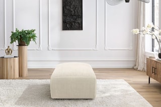 Pouf Jeanne - Beige - En tissu velours