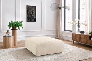 Pouf Jeanne - Beige - En tissu velours
