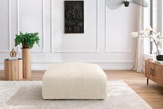 Pouf Jeanne - Beige - En tissu velours