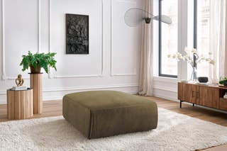 Pouf Jeanne - Vert - En tissu velours
