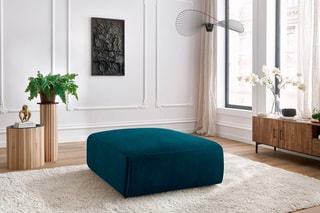 Pouf Jeanne - Gris foncé - En tissu velours