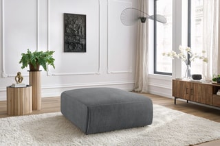 Pouf Jeanne - Gris - En tissu velours