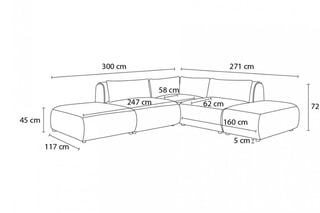 Canapé d'angle modulable et 2 poufs Jeanne - Gris foncé - 5 places - En tissu velours