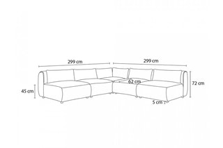Canapé d'angle modulable Jeanne - Beige - 5 places - En tissu velours