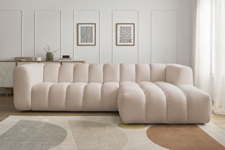 Canapé d’angle droit Talia - Beige - 3 places - En tissu chiné
