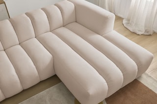 Canapé d’angle droit Talia - Beige - 3 places - En tissu chiné