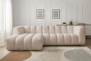 Canapé d’angle gauche Talia - Beige - 3 places - En tissu chiné