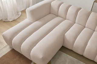 Canapé d’angle gauche Talia - Beige - 3 places - En tissu chiné