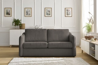 Canapé convertible Lenny - Taupe - Couchage 133 x 195 cm