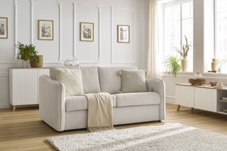 Canapé convertible Lenny - Beige - Couchage 133 x 195 cm