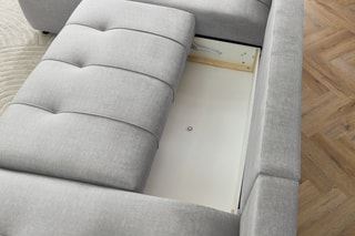 Canapé d'angle droit panoramique convertible Arsene - Gris clair - Couchage 135 x 325 cm