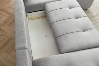 Canapé d'angle gauche panoramique convertible Arsene - Gris clair - Couchage 135 x 325 cm