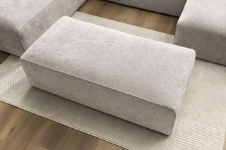 Canapé d'angle droit panoramique et pouf Megeve - Beige