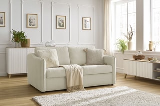 Canapé convertible Lenny - Beige - Couchage 133 x 195 cm