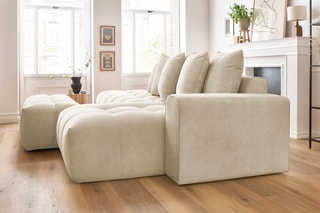 Canapé d'angle droit et pouf Mont-Blanc - 
Beige