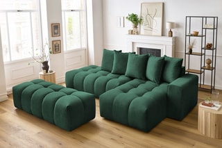Canapé d'angle droit et pouf Mont-Blanc - 
Vert
