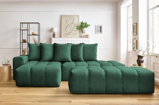 Canapé d'angle gauche et pouf Mont-Blanc - 
Vert