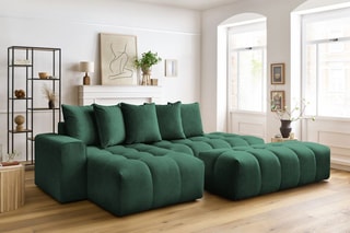 Canapé d'angle gauche et pouf Mont-Blanc - 
Vert