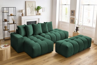 Canapé d'angle gauche et pouf Mont-Blanc - 
Vert