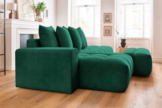Canapé d'angle gauche et pouf Mont-Blanc - 
Vert