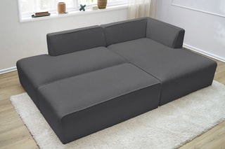 Canapé d'angle droit modulable et pouf Megeve - Gris foncé
