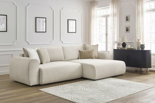Canapé d'angle droit convertible Lucien - Beige - Couchage 250 x 150 cm