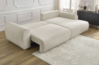Canapé d'angle droit convertible Lucien - Beige - Couchage 250 x 150 cm