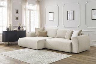Canapé d'angle gauche convertible Lucien - Beige - Couchage 250 x 150 cm