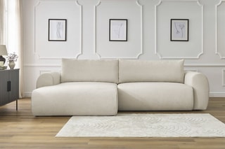 Canapé d'angle gauche convertible Lucien - Beige - Couchage 250 x 150 cm