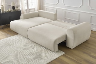 Canapé d'angle gauche convertible Lucien - Beige - Couchage 250 x 150 cm