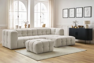 Canapé d'angle droit avec pouf Cloud - Beige