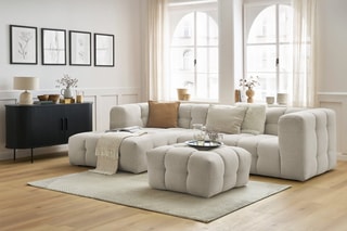 Canapé d'angle gauche avec pouf Cloud - Beige