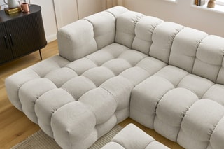 Canapé d'angle gauche avec pouf Cloud - Beige