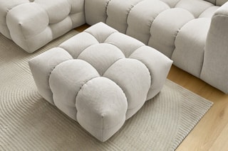 Canapé d'angle gauche avec pouf Cloud - Beige