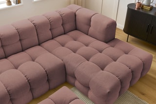 Canapé d'angle droit avec pouf Cloud - Rose