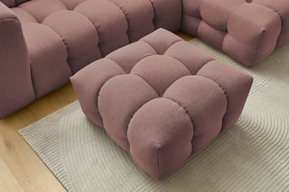 Canapé d'angle droit avec pouf Cloud - Rose