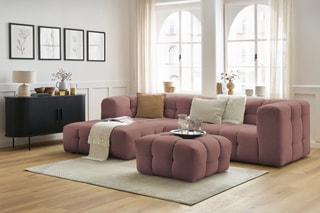 Canapé d'angle gauche avec pouf Cloud - Rose