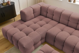 Canapé d'angle gauche avec pouf Cloud - Rose