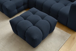 Canapé d'angle gauche avec pouf Cloud - Bleu foncé