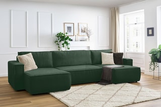 Canapé panoramique convertible Nihad - Vert foncé - Couchage 328 x 139 cm