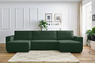 Canapé panoramique convertible Nihad - Vert foncé - Couchage 328 x 139 cm