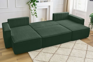 Canapé panoramique convertible Nihad - Vert foncé - Couchage 328 x 139 cm