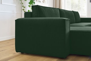 Canapé panoramique convertible Nihad - Vert foncé - Couchage 328 x 139 cm