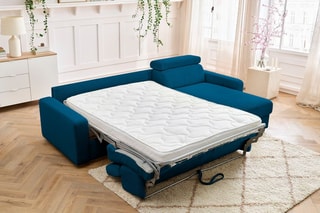 Canapé d'angle réversible convertible Monaco - Bleu - Couchage 190 x 140 cm
