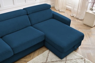 Canapé d'angle réversible convertible Monaco - Bleu - Couchage 190 x 140 cm