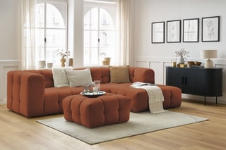 Canapé d'angle droit avec pouf Cloud - Terracotta